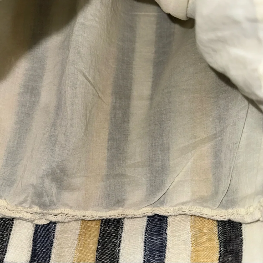 Anthropologie Edme & Esyllte cafe awning button detail striped cream skirt 2